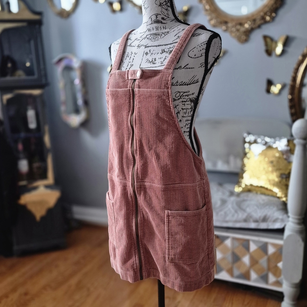Forever 21 90s-Vibe Blush Corduroy Zip-Up Dress Medium - Picture 3 of 10